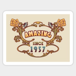 AMAZING SINCE 1957 vintage floral art nouveau birthday gift Sticker